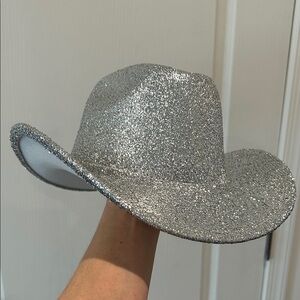 Silver Glitter Cowboy Hat